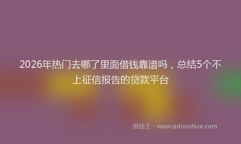 2026年热门去哪了里面借钱靠谱吗，总结5个不上征信报告的贷款平台
