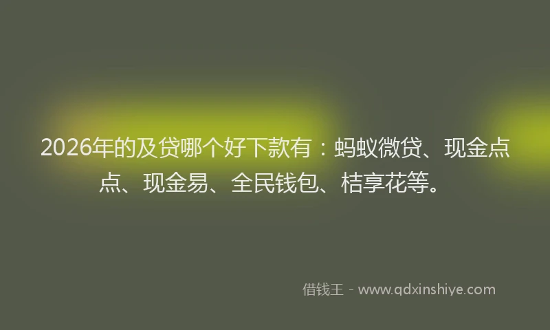 2026年的及贷哪个好下款有：蚂蚁微贷、现金点点、现金易、全民钱包、桔享花等。