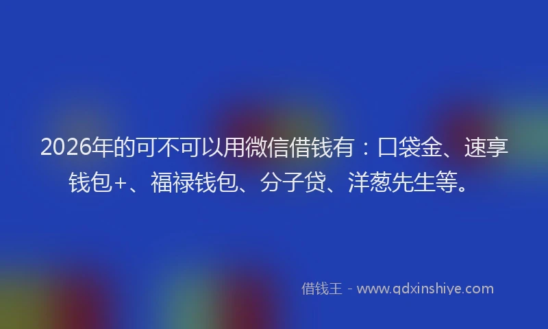 2026年的可不可以用微信借钱有：口袋金、速享钱包+、福禄钱包、分子贷、洋葱先生等。