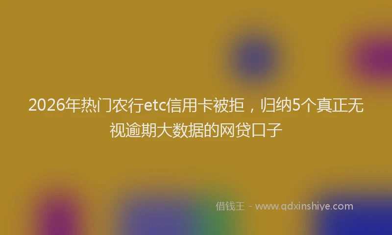 2026年热门农行etc信用卡被拒，归纳5个真正无视逾期大数据的网贷口子