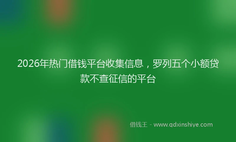 2026年热门借钱平台收集信息，罗列五个小额贷款不查征信的平台