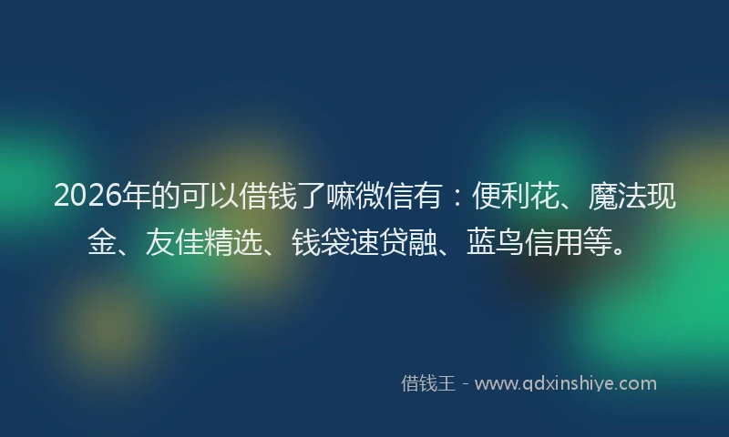 2026年的可以借钱了嘛微信有：便利花、魔法现金、友佳精选、钱袋速贷融、蓝鸟信用等。