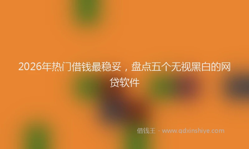2026年热门借钱最稳妥，盘点五个无视黑白的网贷软件