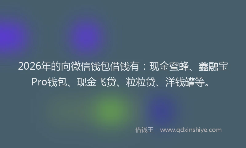 2026年的向微信钱包借钱有：现金蜜蜂、鑫融宝Pro钱包、现金飞贷、粒粒贷、洋钱罐等。