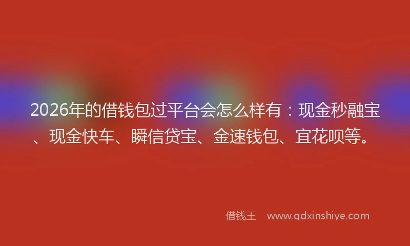 2026年的借钱包过平台会怎么样有：现金秒融宝、现金快车、瞬信贷宝、金速钱包、宜花呗等。
