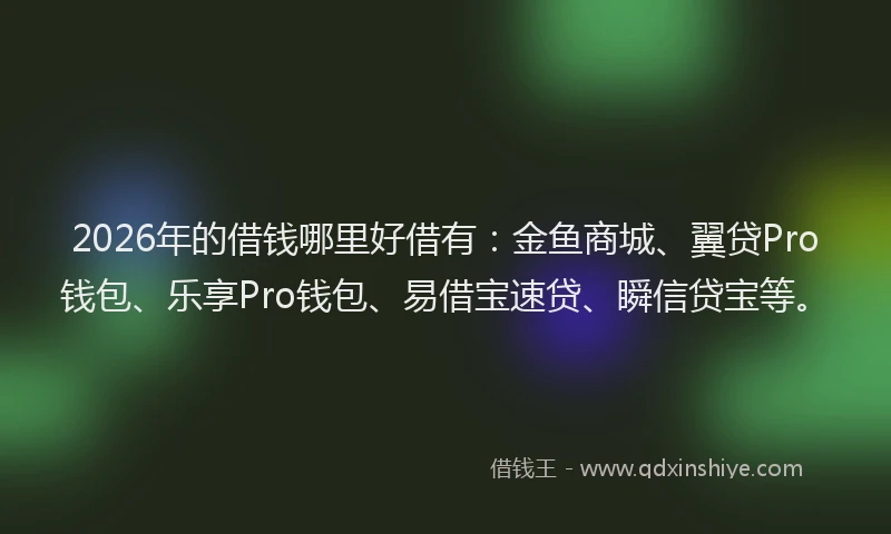 2026年的借钱哪里好借有：金鱼商城、翼贷Pro钱包、乐享Pro钱包、易借宝速贷、瞬信贷宝等。