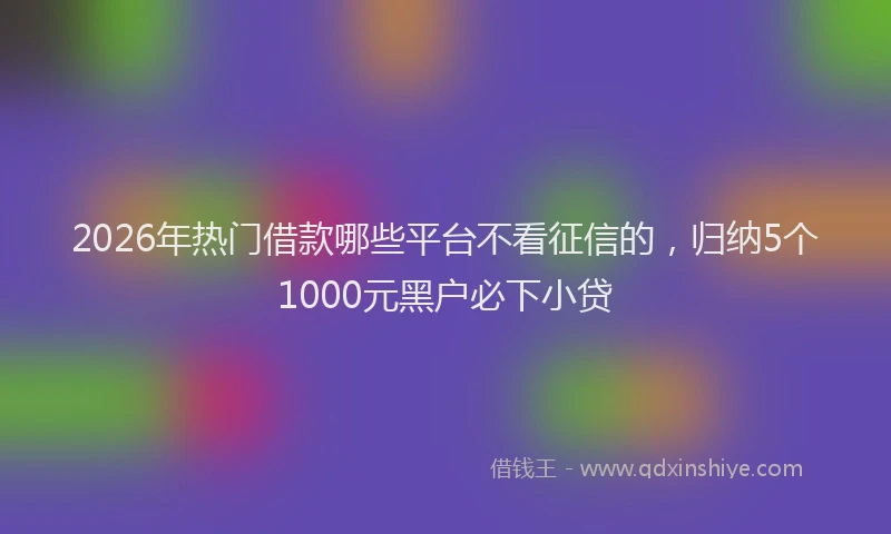 2026年热门借款哪些平台不看征信的，归纳5个1000元黑户必下小贷