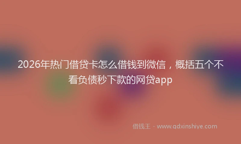 2026年热门借贷卡怎么借钱到微信，概括五个不看负债秒下款的网贷app