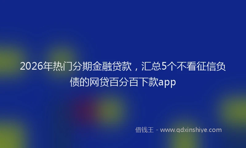 2026年热门分期金融贷款，汇总5个不看征信负债的网贷百分百下款app