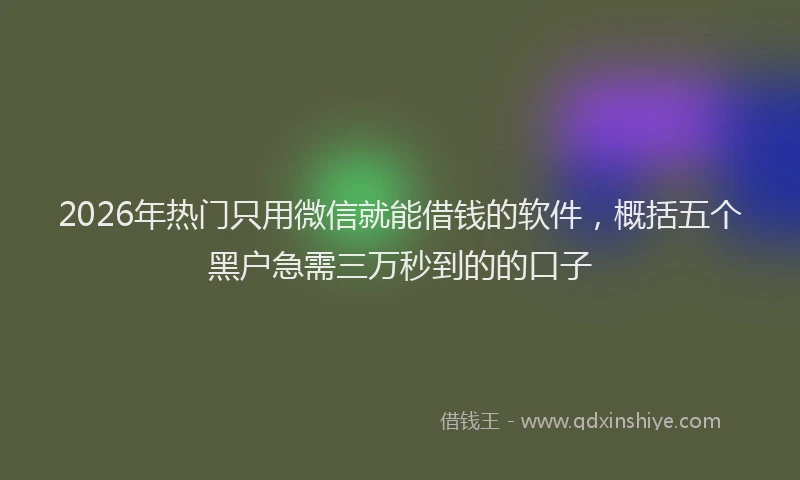 2026年热门只用微信就能借钱的软件，概括五个黑户急需三万秒到的的口子
