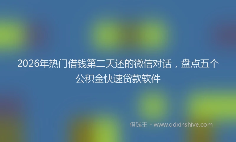 2026年热门借钱第二天还的微信对话，盘点五个公积金快速贷款软件