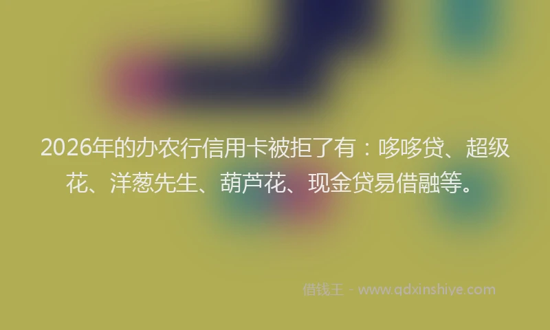 2026年的办农行信用卡被拒了有：哆哆贷、超级花、洋葱先生、葫芦花、现金贷易借融等。