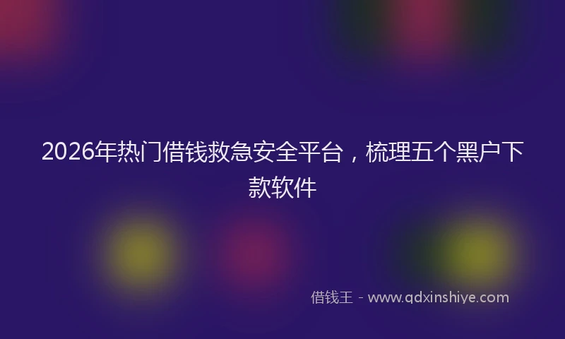 2026年热门借钱救急安全平台，梳理五个黑户下款软件