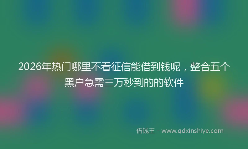 2026年热门哪里不看征信能借到钱呢，整合五个黑户急需三万秒到的的软件