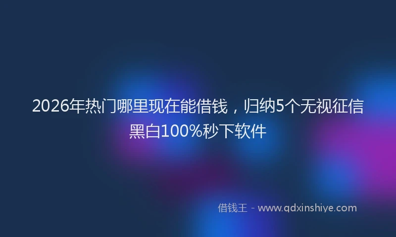 2026年热门哪里现在能借钱，归纳5个无视征信黑白100%秒下软件