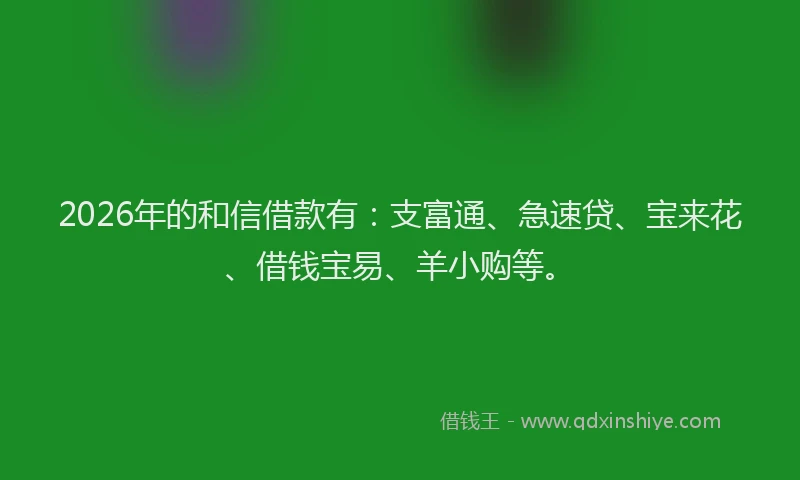 2026年的和信借款有：支富通、急速贷、宝来花、借钱宝易、羊小购等。