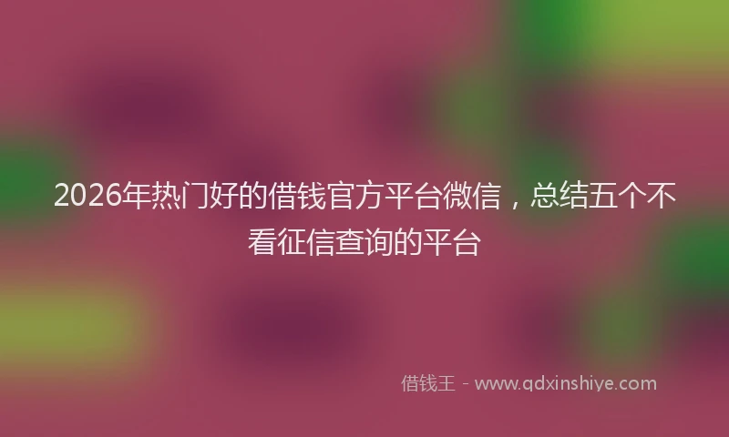 2026年热门好的借钱官方平台微信，总结五个不看征信查询的平台