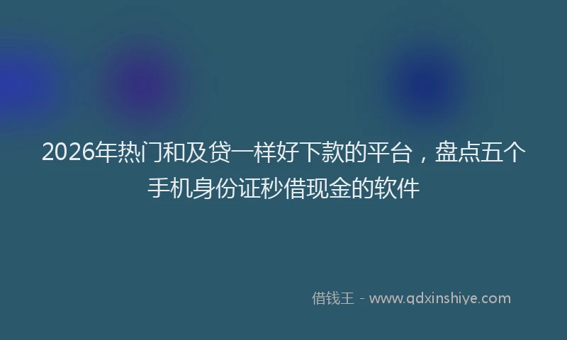 2026年热门和及贷一样好下款的平台，盘点五个手机身份证秒借现金的软件