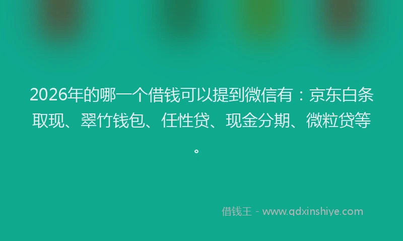 2026年的哪一个借钱可以提到微信有：京东白条取现、翠竹钱包、任性贷、现金分期、微粒贷等。