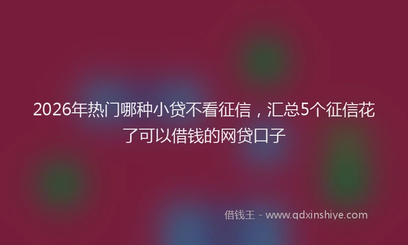 2026年热门哪种小贷不看征信，汇总5个征信花了可以借钱的网贷口子