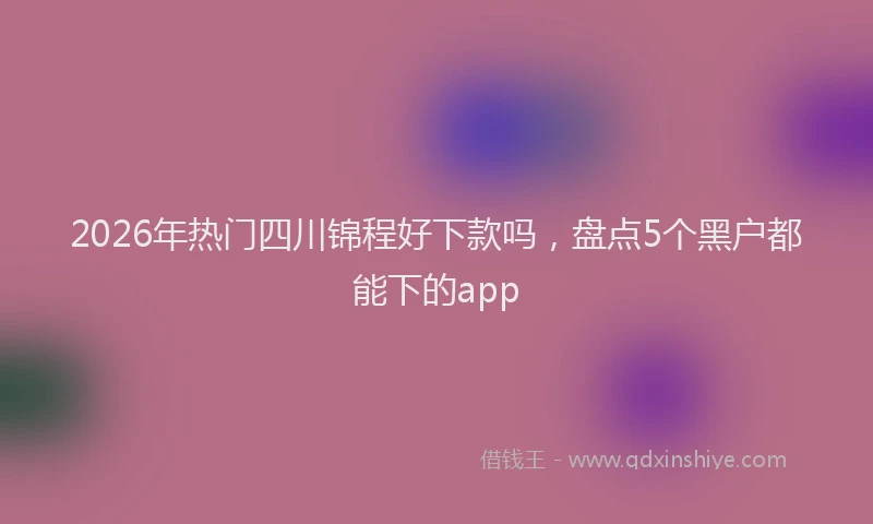 2026年热门四川锦程好下款吗，盘点5个黑户都能下的app