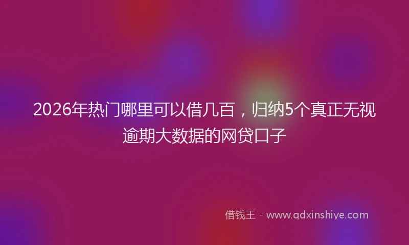 2026年热门哪里可以借几百，归纳5个真正无视逾期大数据的网贷口子