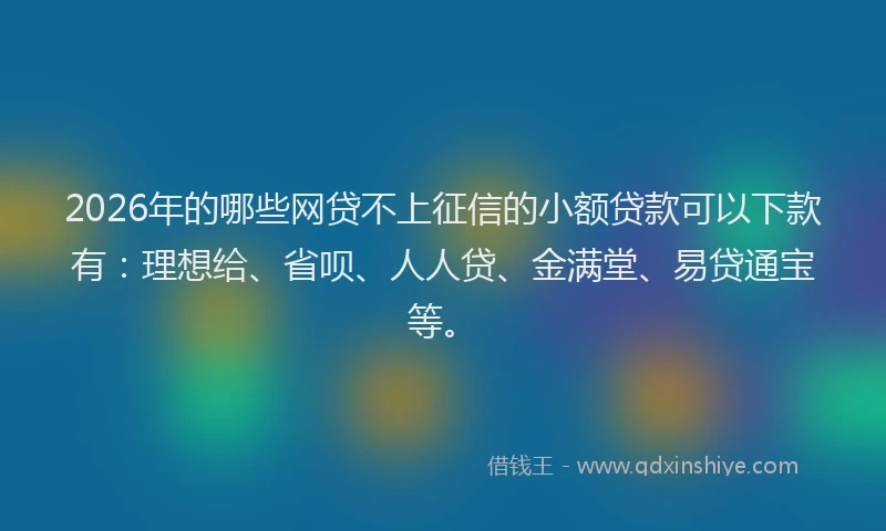 2026年的哪些网贷不上征信的小额贷款可以下款有：理想给、省呗、人人贷、金满堂、易贷通宝等。