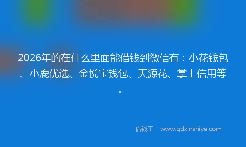 2026年的在什么里面能借钱到微信有：小花钱包、小鹿优选、金悦宝钱包、天源花、掌上信用等。
