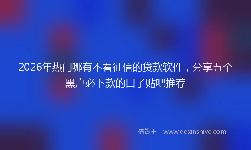 2026年热门哪有不看征信的贷款软件，分享五个黑户必下款的口子贴吧推荐