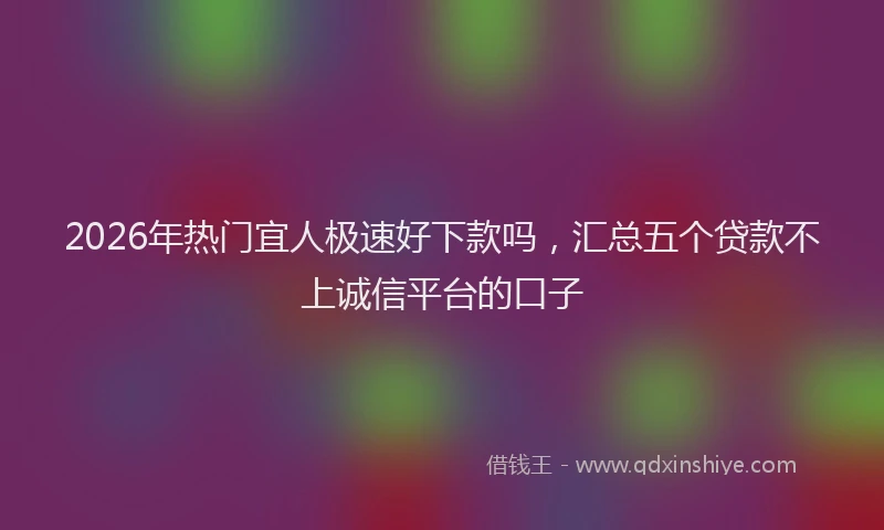 2026年热门宜人极速好下款吗，汇总五个贷款不上诚信平台的口子