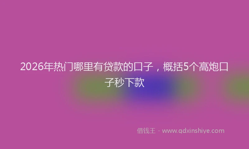 2026年热门哪里有贷款的口子，概括5个高炮口子秒下款