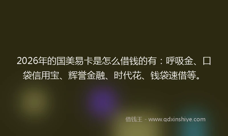 2026年的国美易卡是怎么借钱的有：呼吸金、口袋信用宝、辉誉金融、时代花、钱袋速借等。
