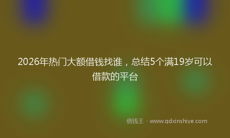 2026年热门大额借钱找谁，总结5个满19岁可以借款的平台