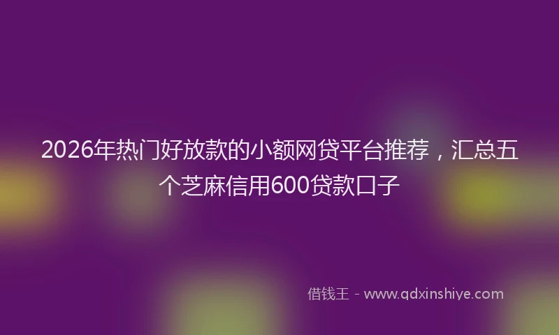 2026年热门好放款的小额网贷平台推荐，汇总五个芝麻信用600贷款口子