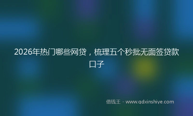 2026年热门哪些网贷，梳理五个秒批无面签贷款口子