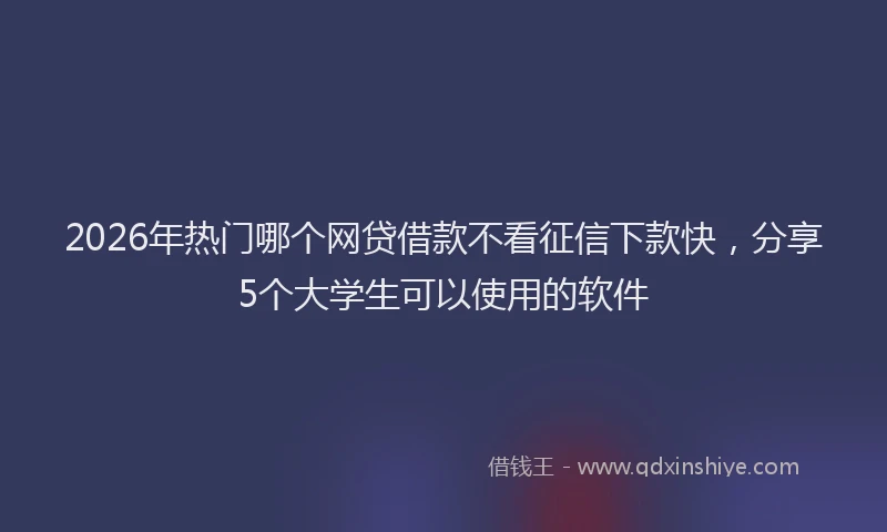 2026年热门哪个网贷借款不看征信下款快，分享5个大学生可以使用的软件