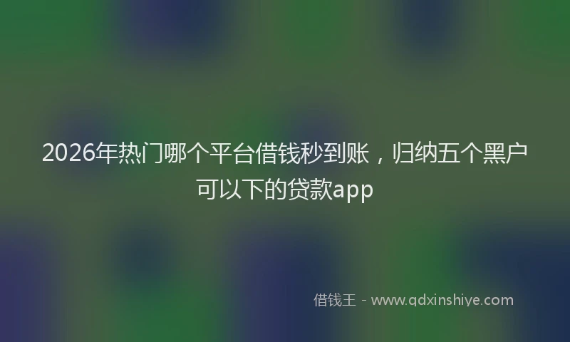 2026年热门哪个平台借钱秒到账，归纳五个黑户可以下的贷款app