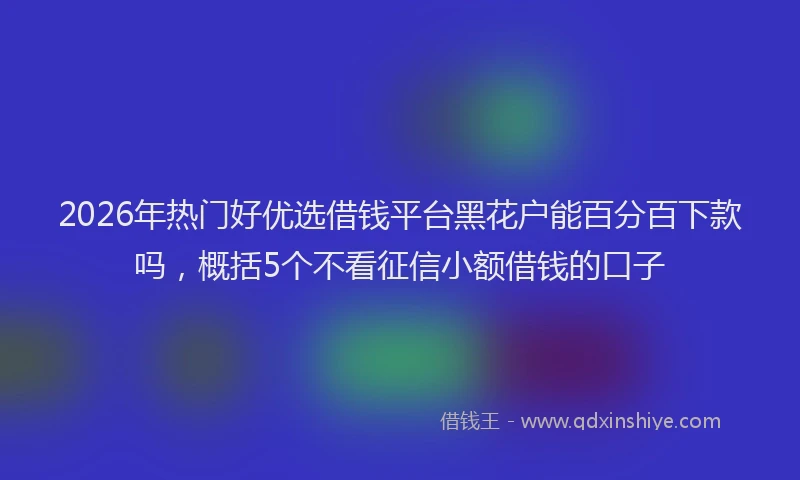 2026年热门好优选借钱平台黑花户能百分百下款吗，概括5个不看征信小额借钱的口子