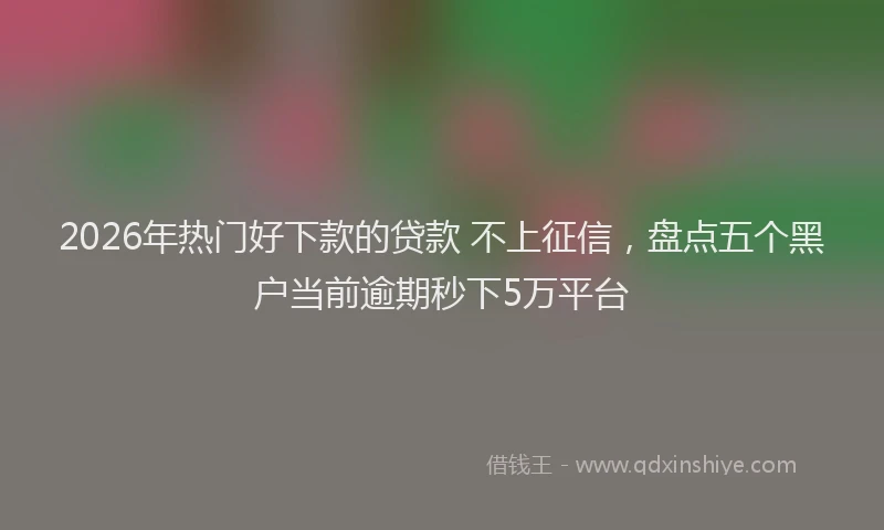 2026年热门好下款的贷款 不上征信，盘点五个黑户当前逾期秒下5万平台