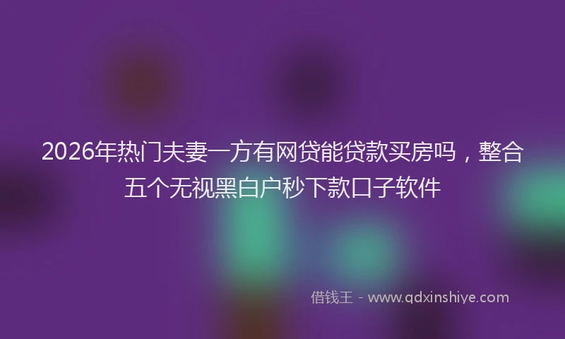 2026年热门夫妻一方有网贷能贷款买房吗，整合五个无视黑白户秒下款口子软件