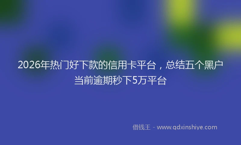 2026年热门好下款的信用卡平台，总结五个黑户当前逾期秒下5万平台