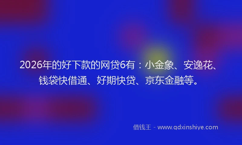 2026年的好下款的网贷6有：小金象、安逸花、钱袋快借通、好期快贷、京东金融等。