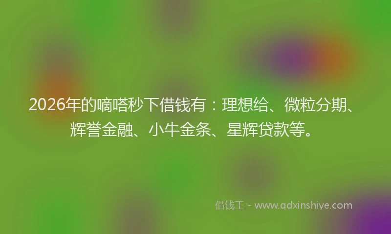 2026年的嘀嗒秒下借钱有：理想给、微粒分期、辉誉金融、小牛金条、星辉贷款等。
