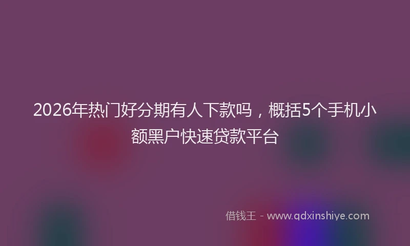 2026年热门好分期有人下款吗，概括5个手机小额黑户快速贷款平台
