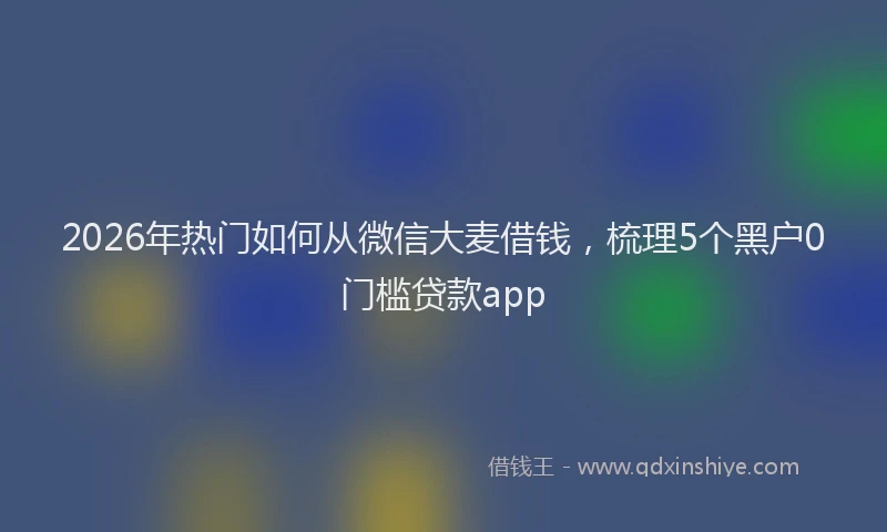 2026年热门如何从微信大麦借钱，梳理5个黑户0门槛贷款app