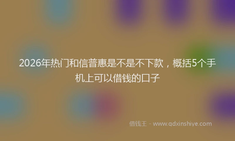 2026年热门和信普惠是不是不下款，概括5个手机上可以借钱的口子