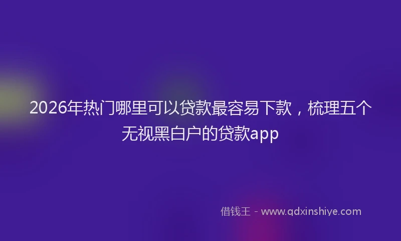 2026年热门哪里可以贷款最容易下款，梳理五个无视黑白户的贷款app