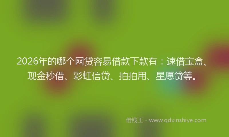 2026年的哪个网贷容易借款下款有：速借宝盒、现金秒借、彩虹信贷、拍拍用、星愿贷等。