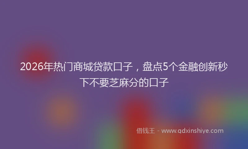 2026年热门商城贷款口子，盘点5个金融创新秒下不要芝麻分的口子