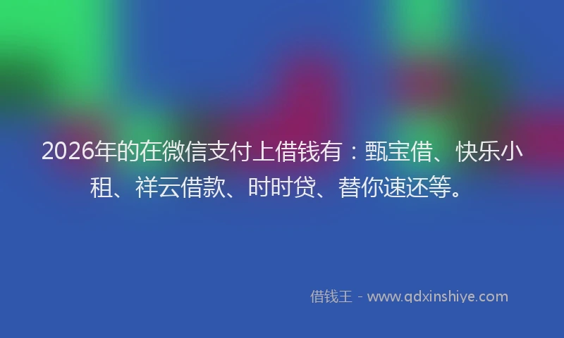 2026年的在微信支付上借钱有：甄宝借、快乐小租、祥云借款、时时贷、替你速还等。
